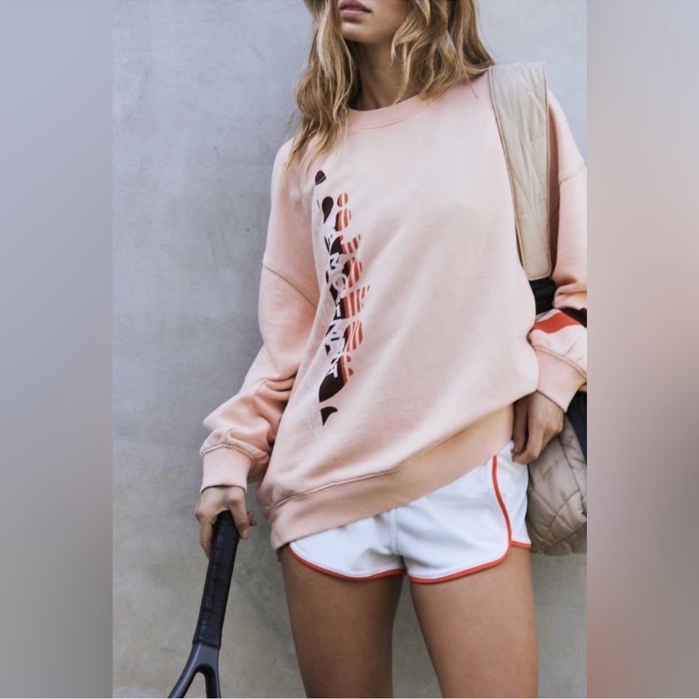 NWT FREE PEOPLE ALL STAR LOGO SWEATSHIRT WITH POCKETS